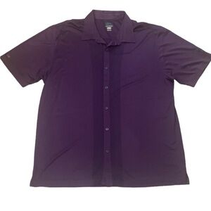 Greg Norman Purple Button Up Short Sleeve Shirt Wekopa Logo Size XXL